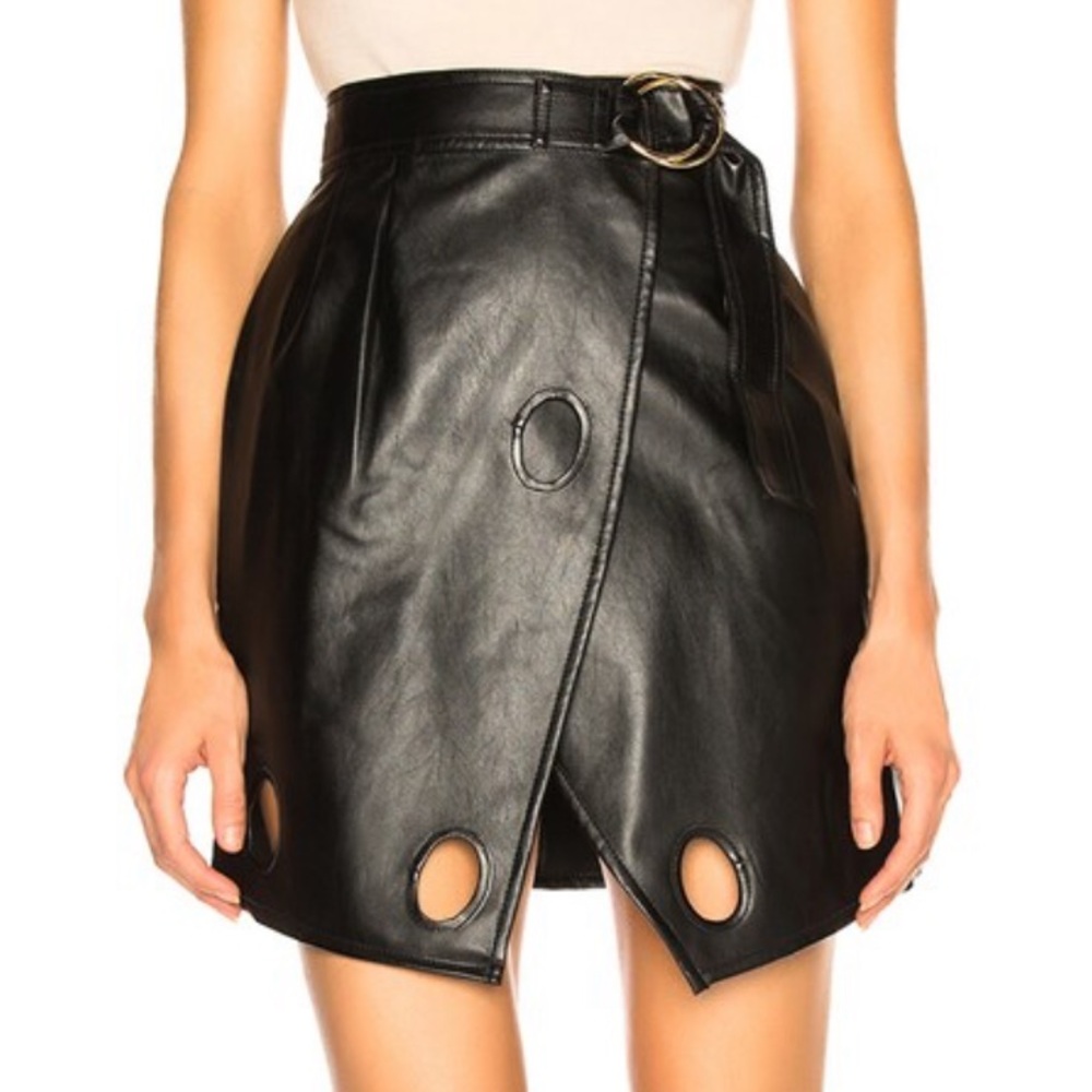 Self-Portrait Black Leather Skirt